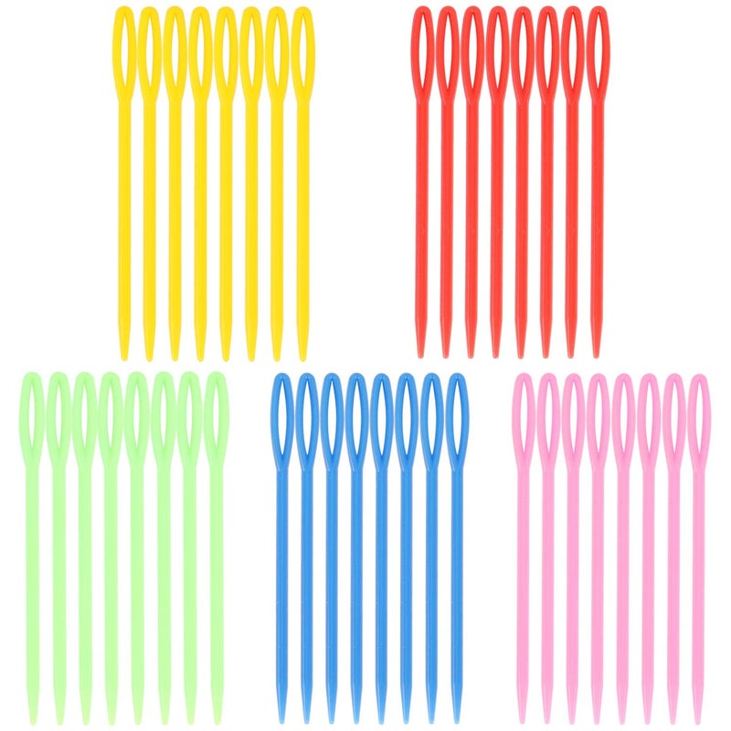 BTYMS 300 Piece Plastic Sewing Needle Set - Big Eye Safety Yarn & Crafting Needles - 3.54" Long - Ideal for Kids' Crochet, Darning & Handmade Projects - Random Color - Image 1